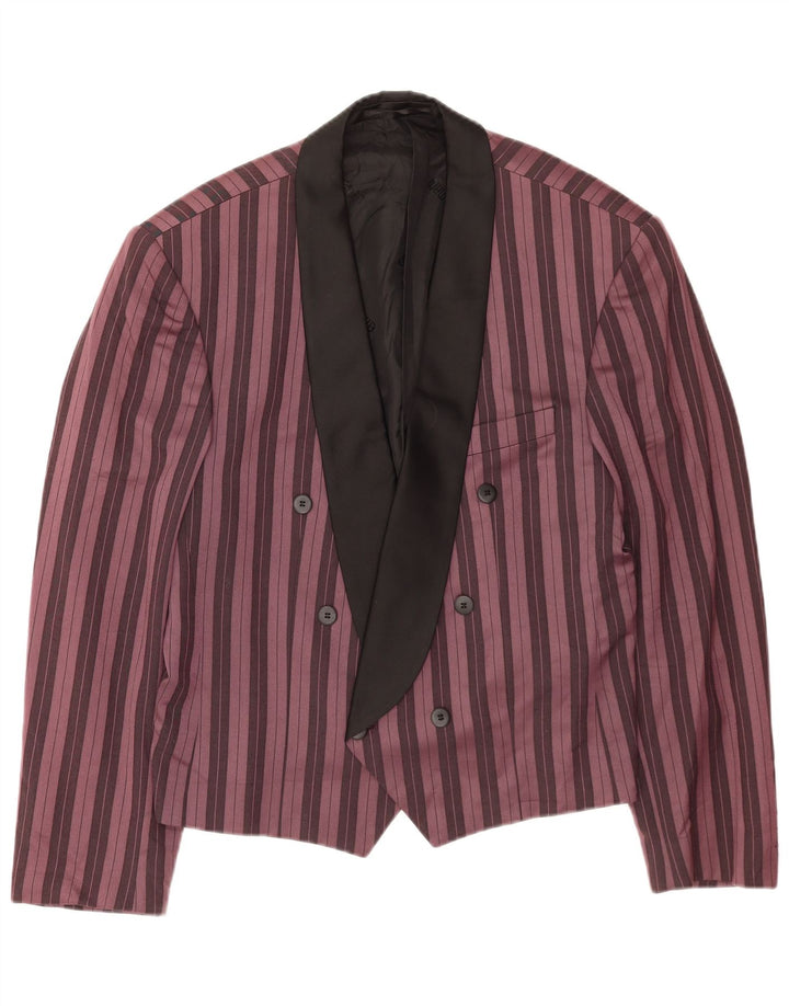 Vintage hombres doble pecho Blazer chaqueta Reino Unido 40 grande púrpura rayas