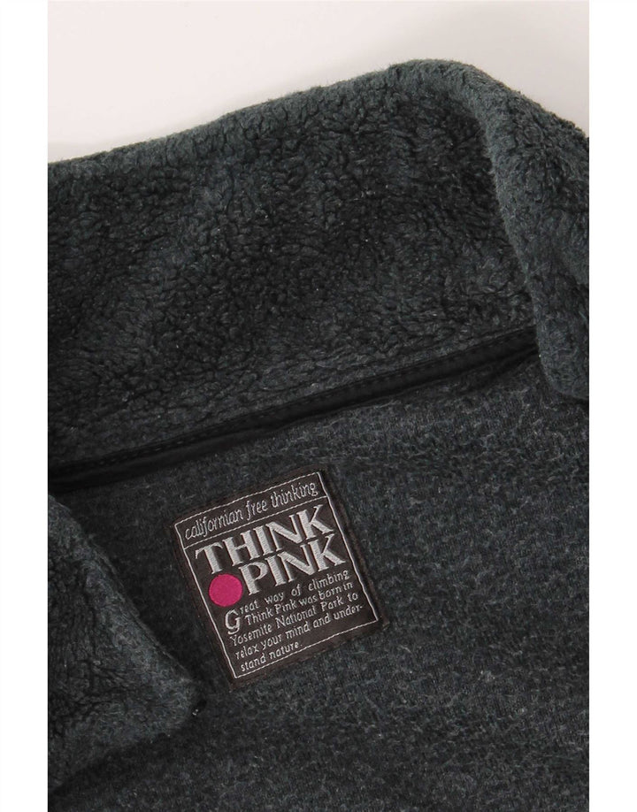 Think Pink Chaqueta polar para hombre ES 42 XL Poliéster geométrico gris