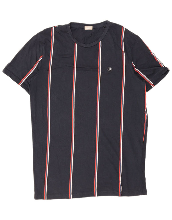 Jack & Jones Hombre Camiseta Top Medium Azul Marino Rayas Algodón