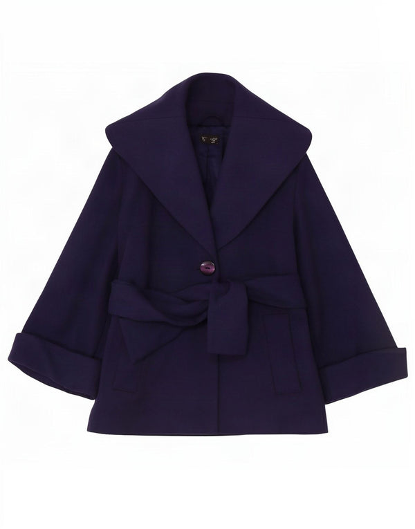Topshop Abrigo corto extragrande para mujer UK 8 Small Lana azul marino