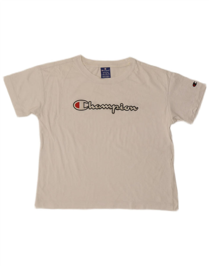 Champion Camiseta Corta Gráfica para Mujer UK 40 Medium White