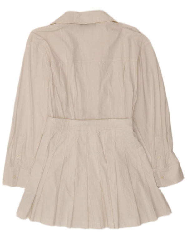 Zara Mono corto cruzado de manga larga para mujer UK 10 Small White Cotton