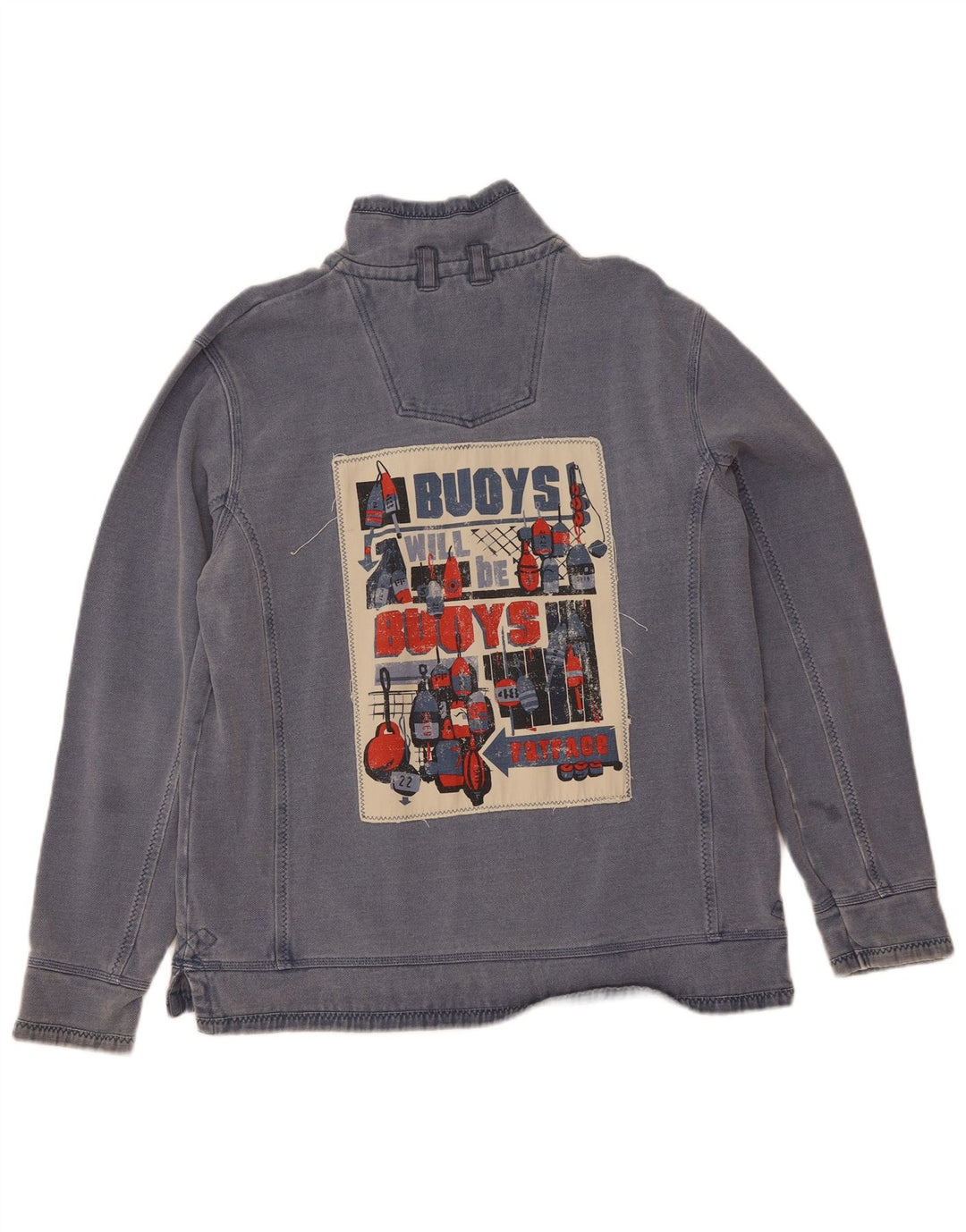 Sudadera con capucha y cuello con cremallera para hombre de Fat Face, jersey de algodón azul grande