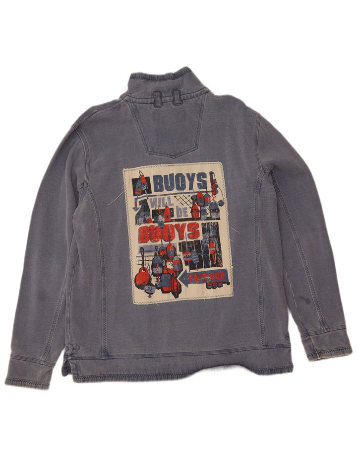 Sudadera con capucha y cuello con cremallera para hombre de Fat Face, jersey de algodón azul grande