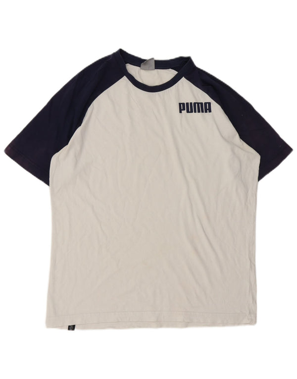 Puma Hombre Camiseta Top Small Blanco Colorblock Algodón