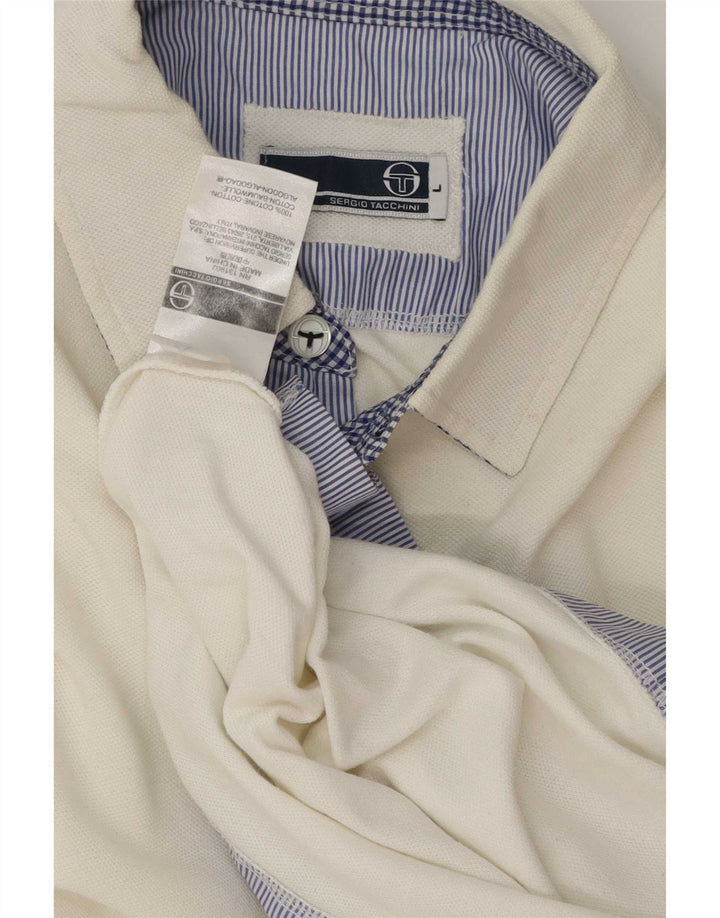 Sergio Tacchini Polo Hombre Algodón Rayas Blanco Grande