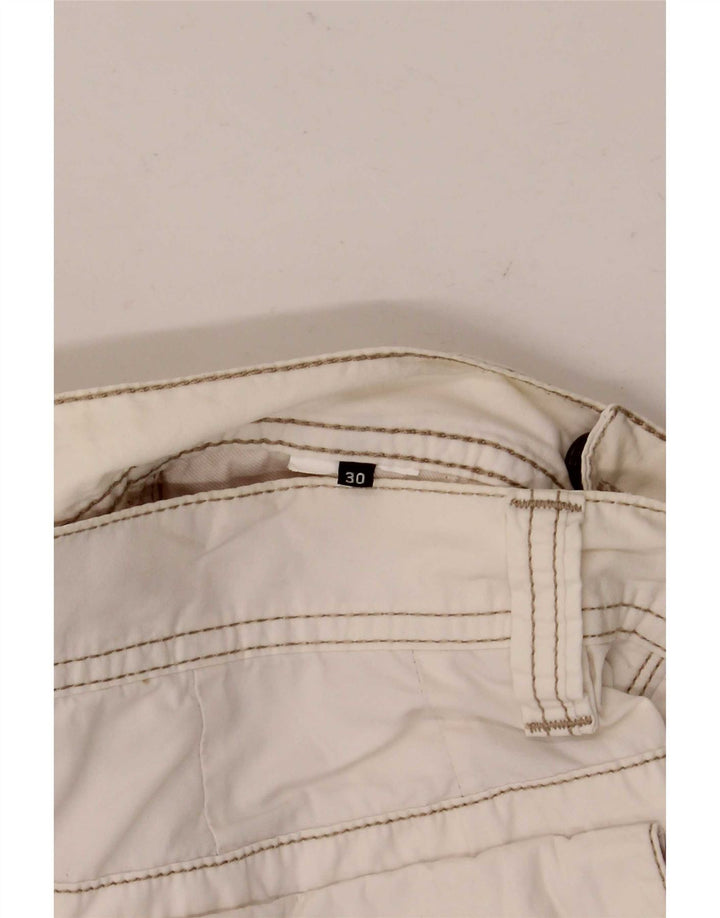Murphy & Nye Pantalones cortos tipo cargo para hombre W30 Medium White