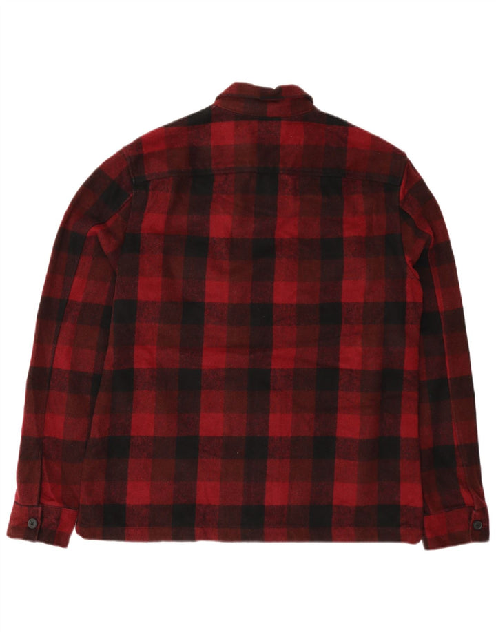 ALL SAINTS Camisa de franela para hombre XL Poliéster a cuadros rojo