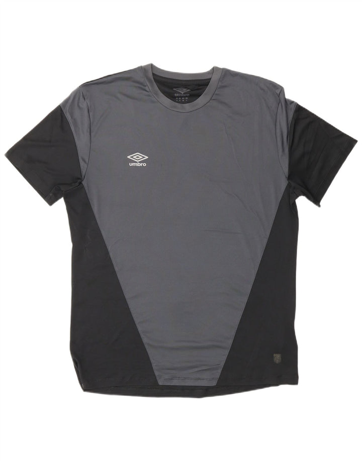 UMBRO Hombre Camiseta Top Grande Negro Colorblock Poliéster