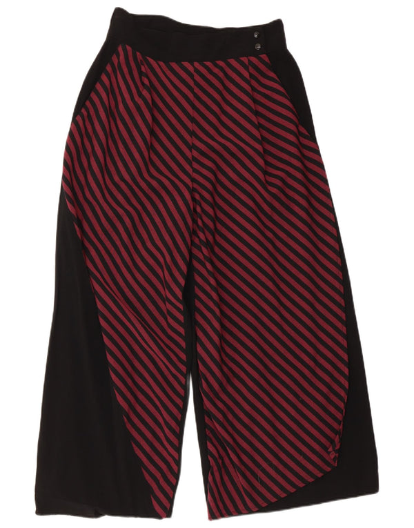 Vintage mujer cintura alta pantalones recortados XS W26 L22 rayas negras