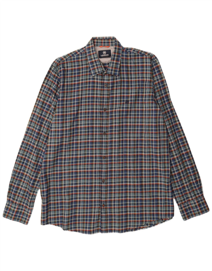 Lerros Camisa Stretch Hombre XL Cuadros Azul Marino