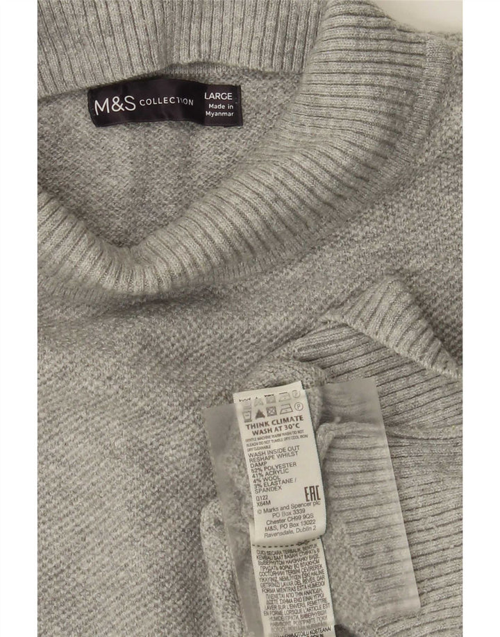 Marks & Spencer Suéter con Cuello Alto para Mujer UK 46 Grande Gris