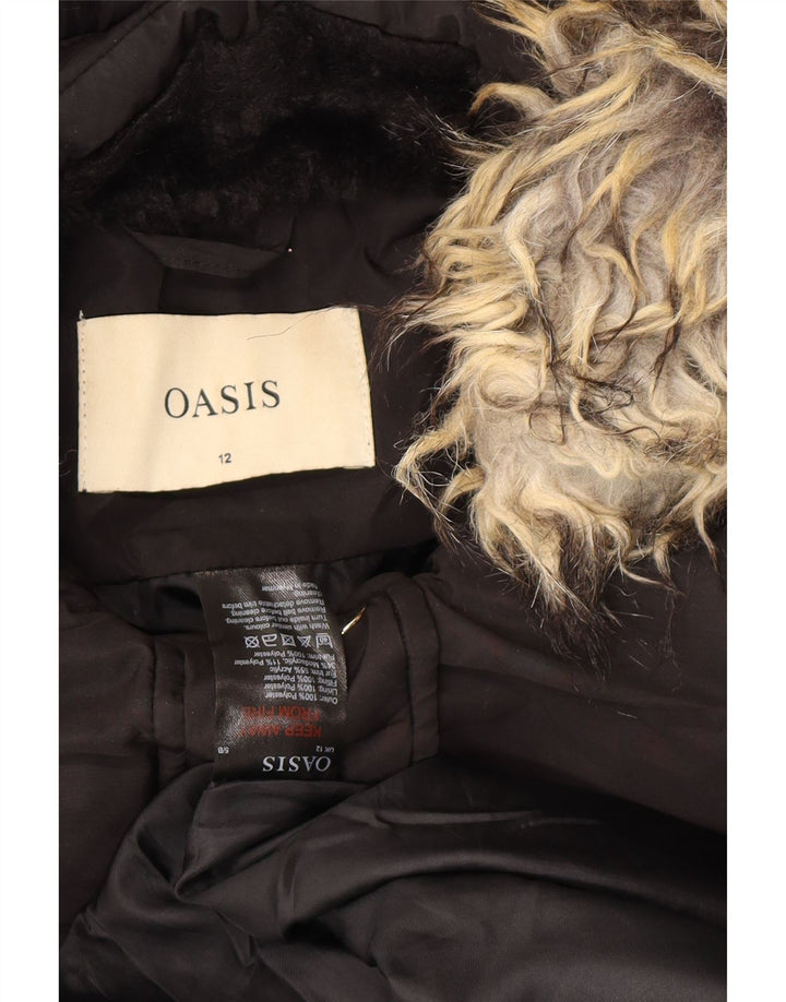 OASIS Abrigo acolchado con capucha para mujer UK 40 Mediano Poliéster negro