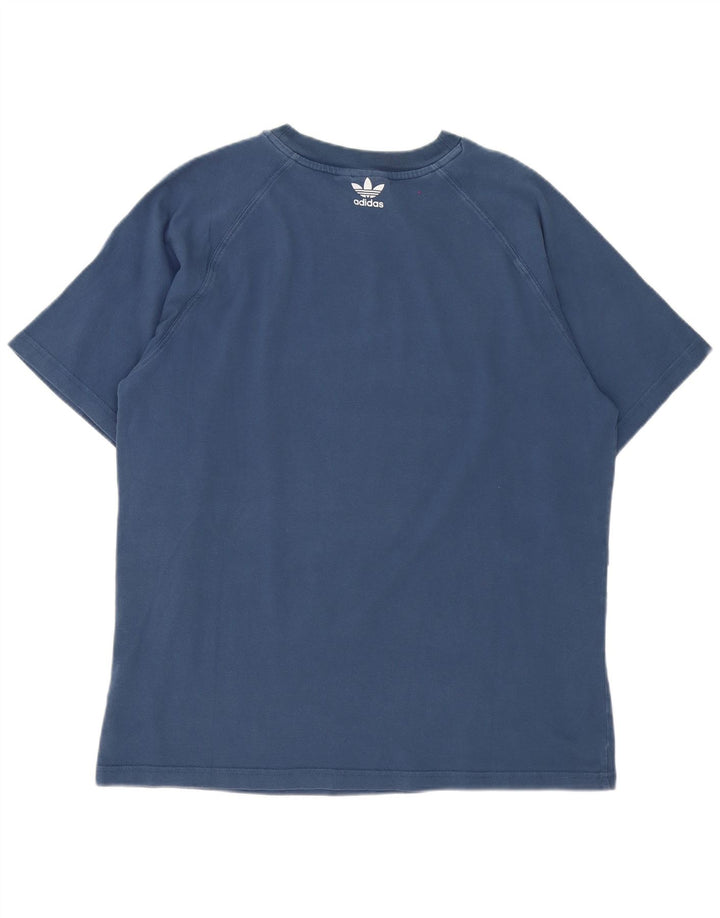 Adidas Hombre Camiseta Gráfica Top Algodón Azul Medio