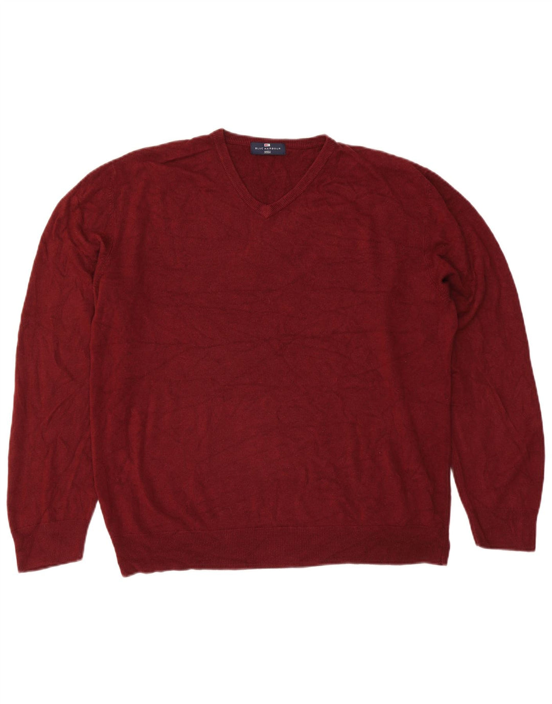 Marks & Spencer - Jersey con cuello en V para hombre, color azul, 2XL, color burdeos