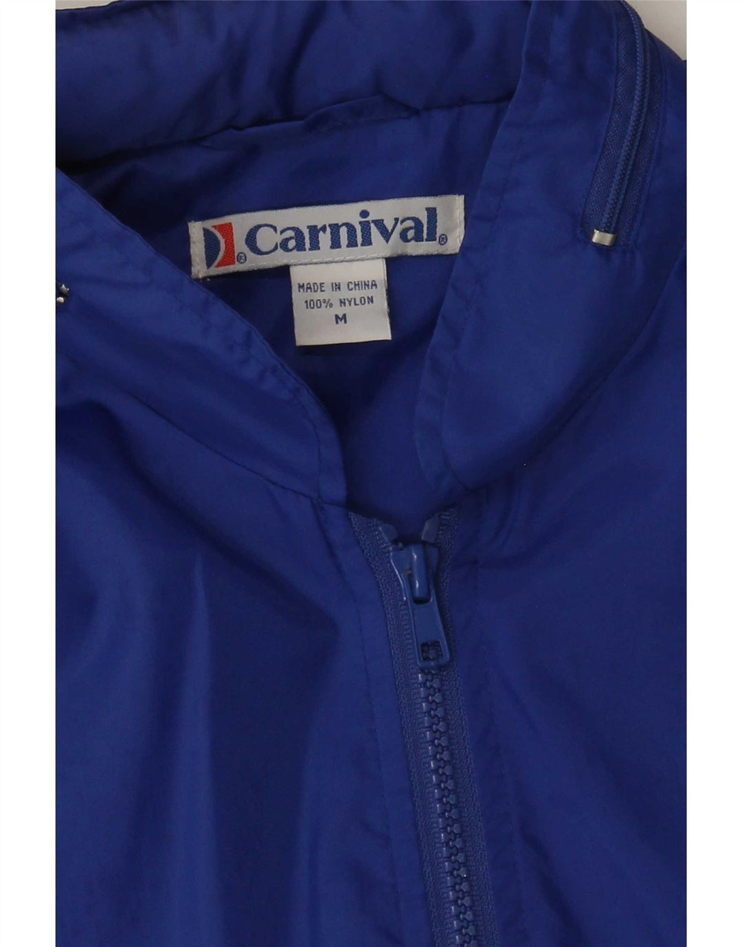 Vintage hombres con capucha chaqueta bomber Reino Unido 38 nailon azul medio