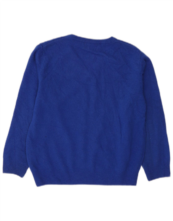 Kappa Jersey con Cuello en V para niños 7-8 años Lana de Cordero Azul Medio