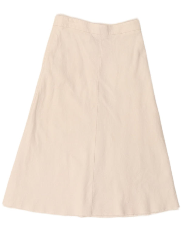 Zara Mujer Falda Acampanada De Cintura Alta Pequeña W26 Algodón Blanco