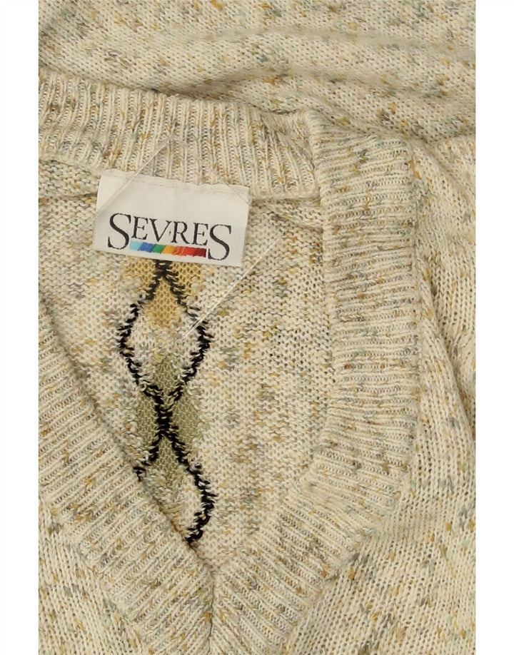 SEVRES Jersey con Cuello en V para Hombre IT 48 Algodón Argyle/Diamante Beige Medio