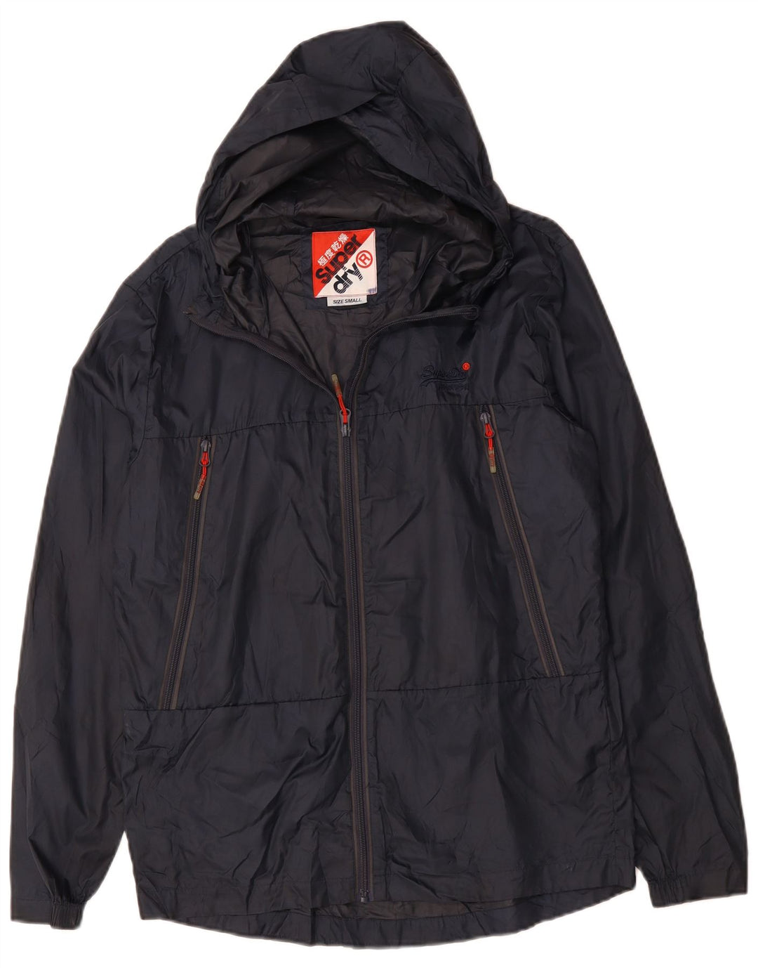 SUPERDRY Chaqueta impermeable con capucha para hombre UK 36 Small Azul marino