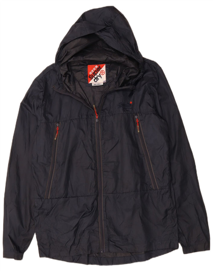 SUPERDRY Chaqueta impermeable con capucha para hombre UK 36 Small Azul marino