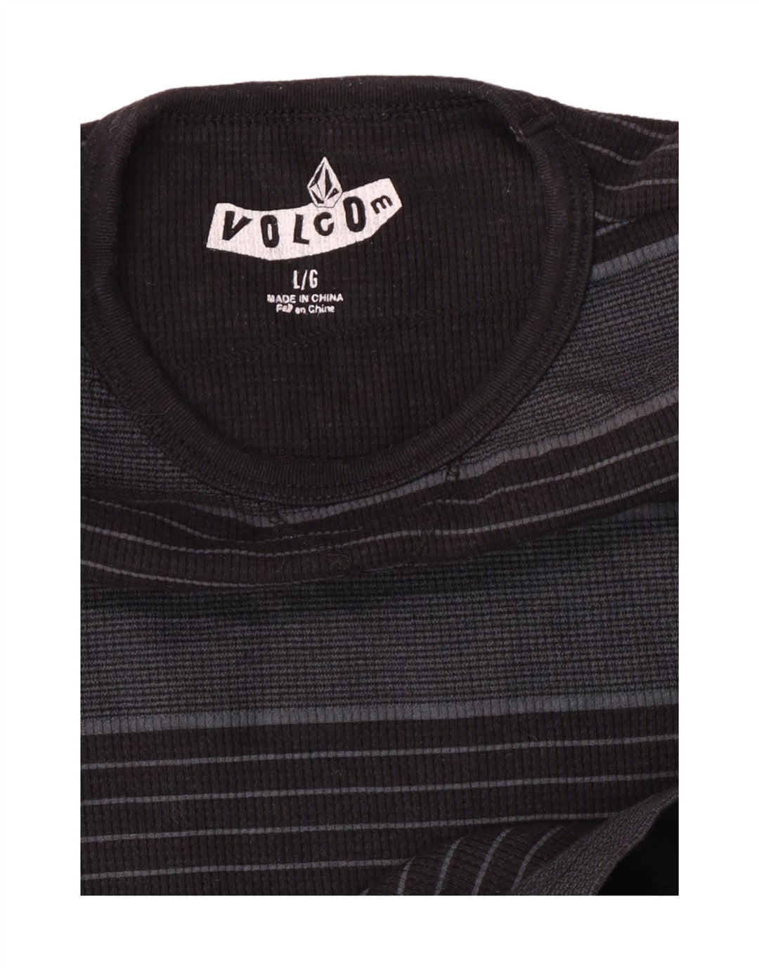 Volcom Camiseta de manga larga para niño 11-12 años Grande gris poliéster a rayas