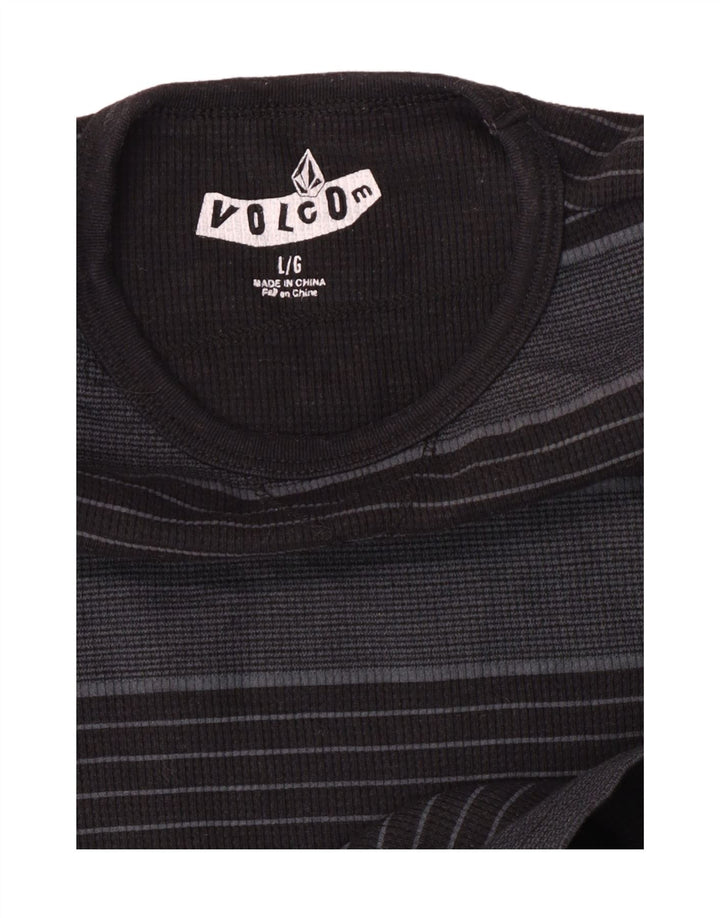 Volcom Camiseta de manga larga para niño 11-12 años Grande gris poliéster a rayas