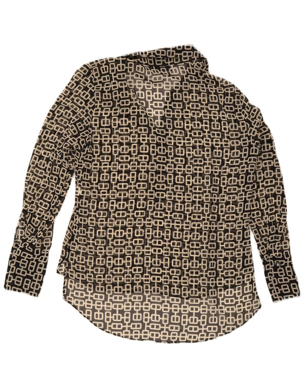 Zara Blusa extragrande de manga larga para mujer UK 6 XS Negro Geométrico