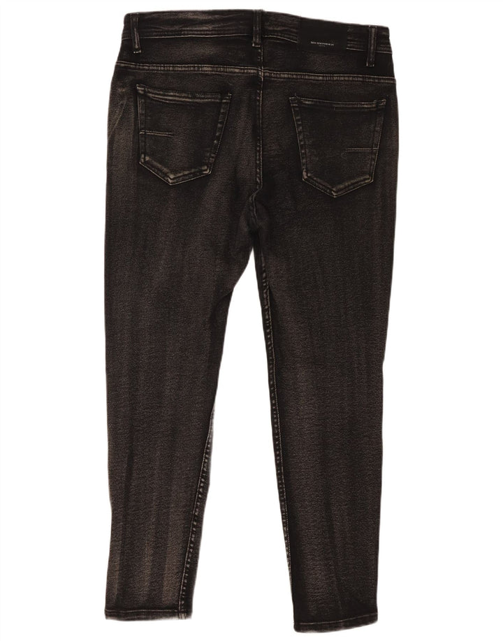 Zara Jeans Ajustados Desgastados Para Hombre W36 L25 Algodón Negro