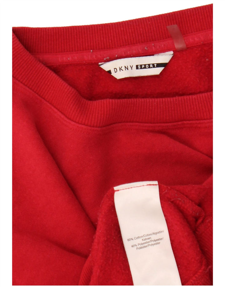 DKNY Sudadera con gráfico corto para mujer, talla 40, talla grande, algodón rojo