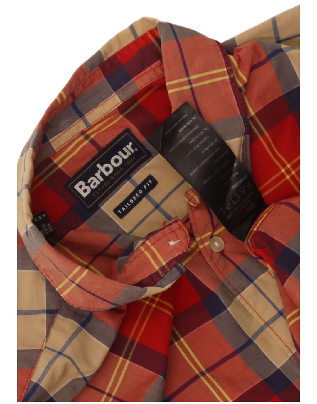 Barbour Camisa Entallada De Algodón A Cuadros Rojo Mediano Hombre
