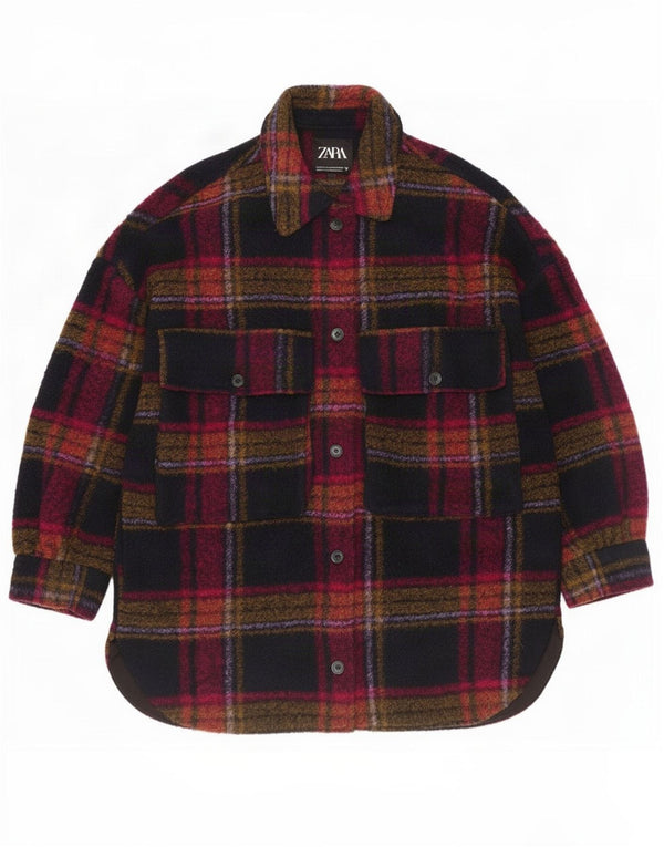 Zara Chaqueta tipo chaqueta extragrande para mujer UK 44 Mediana Cuadros multicolores