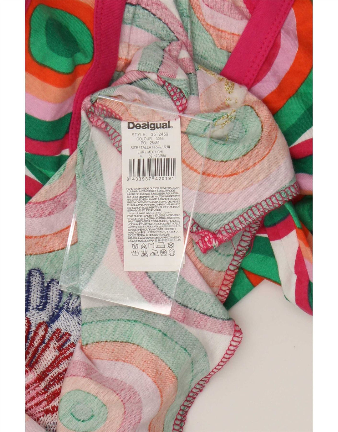Desigual Mujer Gráfico Chaleco Top Reino Unido 12 Medio Multicolor Geométrico