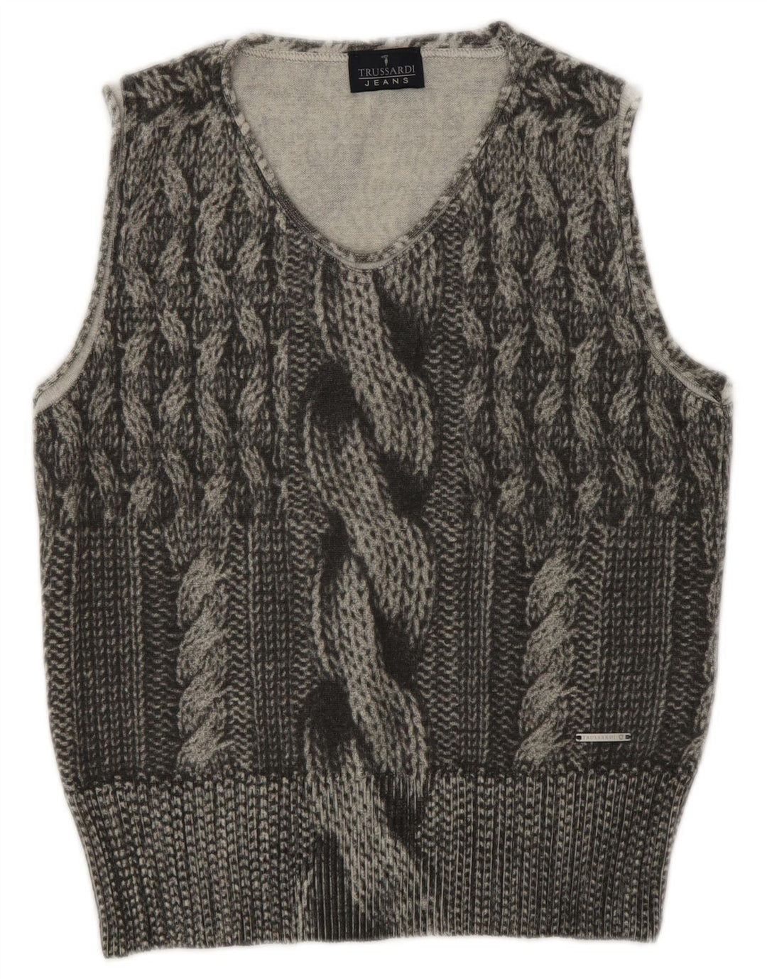 Trussardi Jeans Mujer Chaleco Tank Top UK 42 Lana Gris Medio