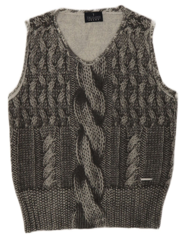 Trussardi Jeans Mujer Chaleco Tank Top UK 42 Lana Gris Medio