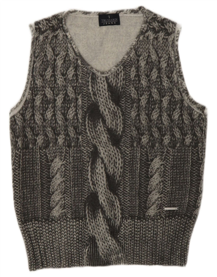 Trussardi Jeans Mujer Chaleco Tank Top UK 42 Lana Gris Medio