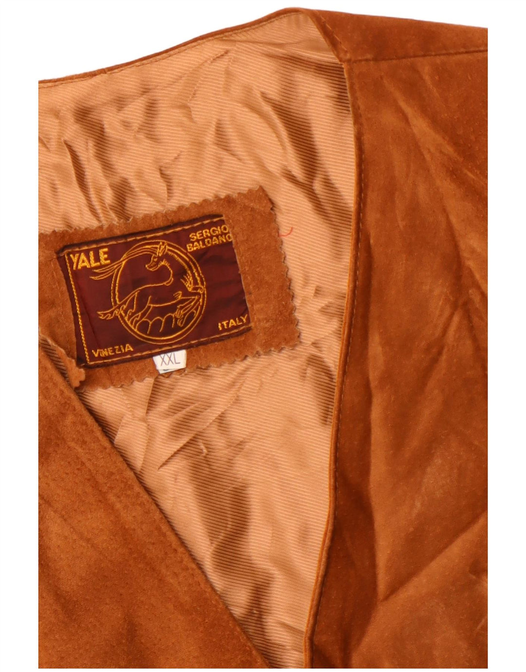 Vintage mujer ante chaleco Reino Unido 20 2XL cuero marrón