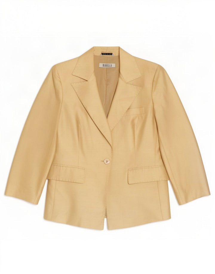 Marella Chaqueta Blazer de Manga 3/4 con 1 botón para Mujer UK 10 Small Acetato Beige