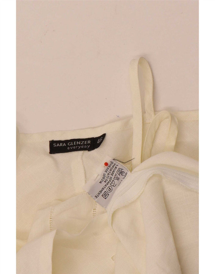 Sara Glenzer Cami Top para Mujer IT 46 Grande Lino Blanco