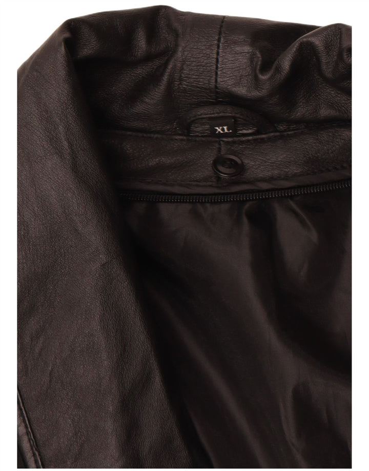 Vintage mujer chaqueta de cuero Reino Unido 18 XL cuero negro