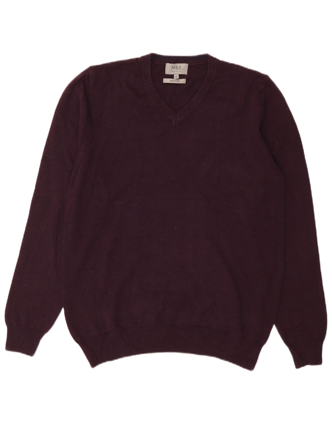 Marks & Spencer Jersey con Cuello en V para Hombre de algodón Morado Medio