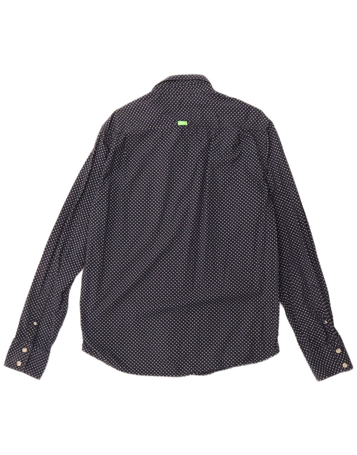 SUPERDRY Camisa gráfica para hombre 2XL Azul marino manchado