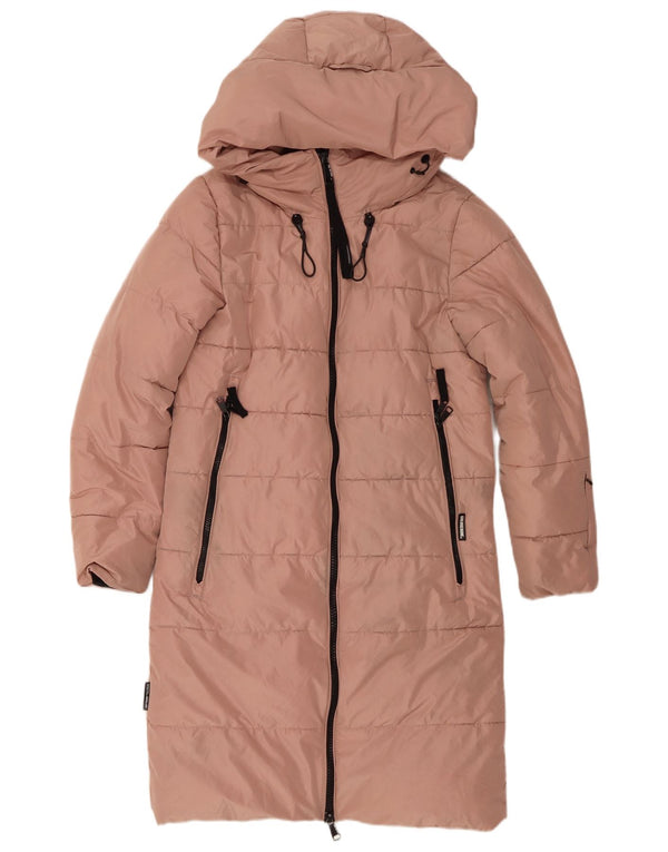 KHUJO Abrigo acolchado extragrande con capucha para mujer UK 6 XS Poliéster rosa