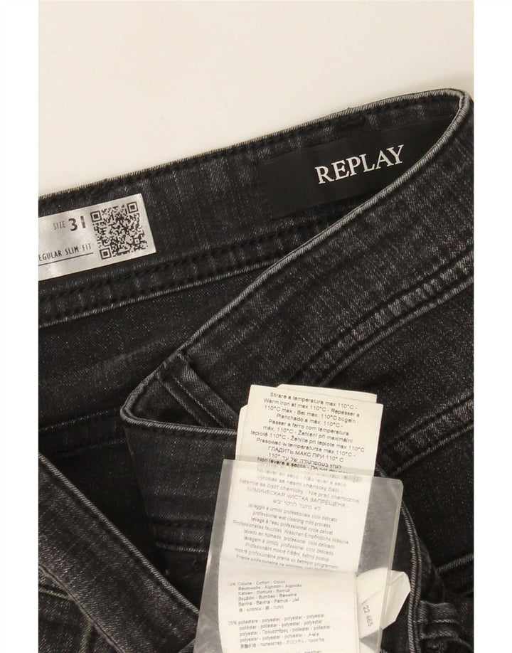 Replay Mens Willbi Regular Slim Jeans W31 L32 Grey Cotton