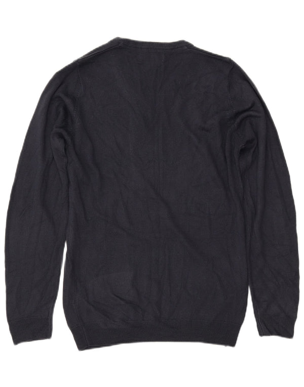 MARKS & SPENCER Suéter con cuello en V para mujer UK 10 Small Azul marino Acrílico