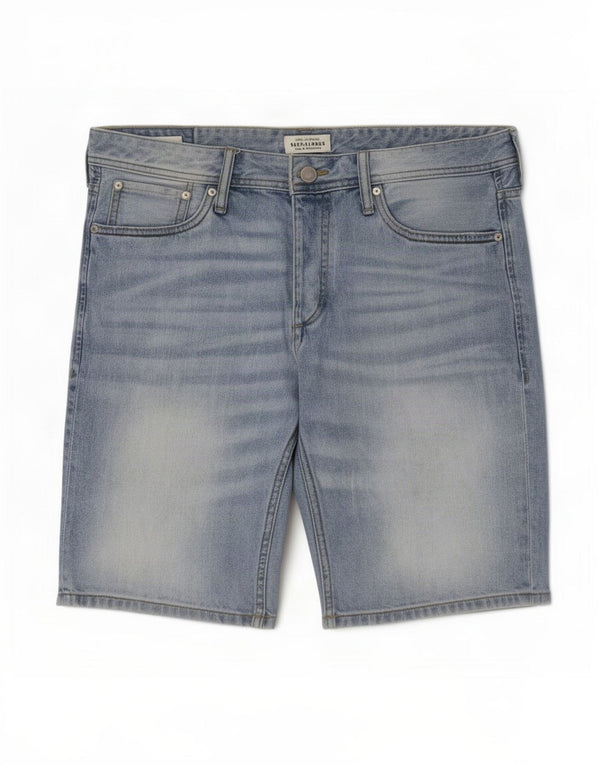Jack & Jones Mens Regular Fit Denim Shorts Large W36 Algodón Azul