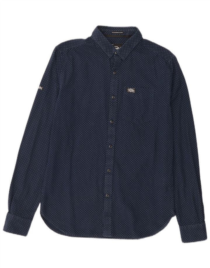 Camisa SUPERDRY Hombre Algodón Moteado Azul Marino Mediano