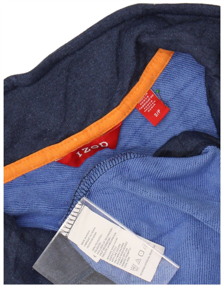 Izod Mens Zip Neck Top Manga Larga Pequeño Poliéster Azul Marino