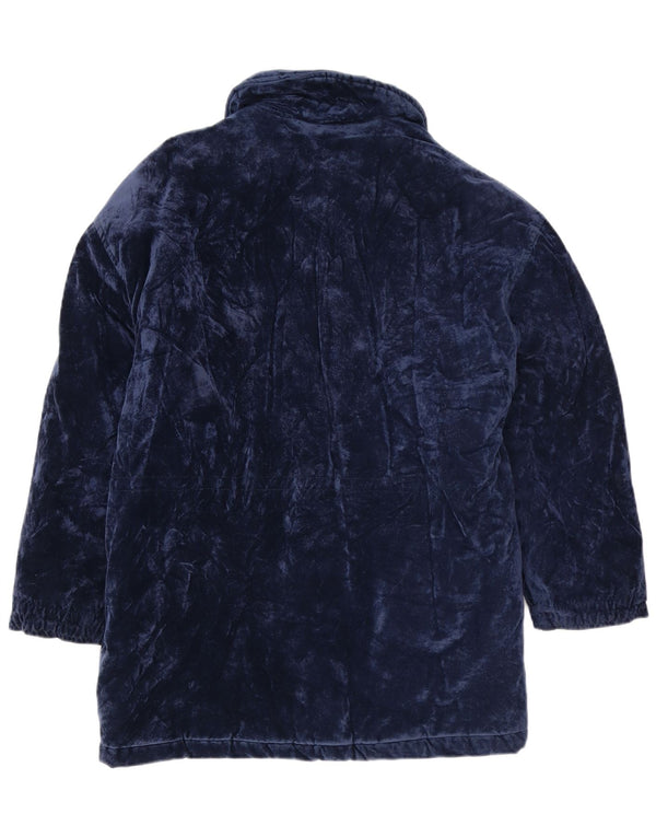 Vintage Womens Oversized Velvet Windbreaker Coat UK 14 Medium Navy Blue