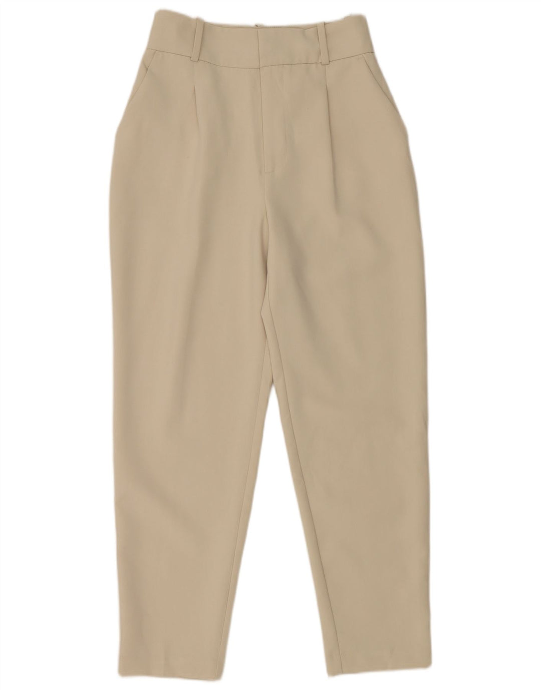 Zara Mujer Pantalón De Traje Cónico Pequeño W26 L27 Poliéster Blanco Roto